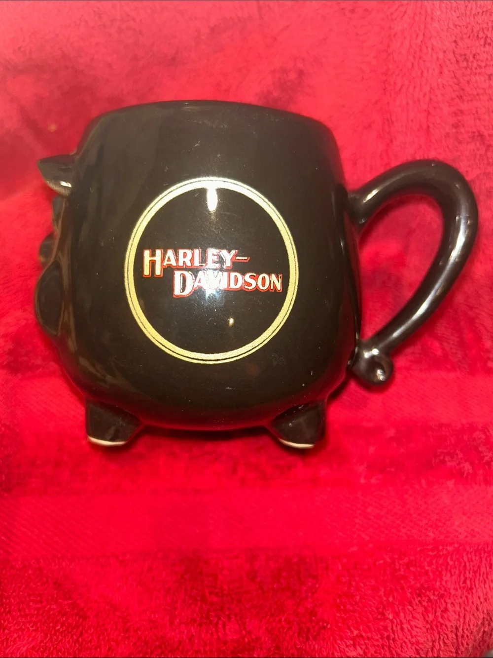 Harley-Davidson Black Hog Glazed Ceramic Mug with Logo 1983